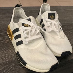 Adidas NMD R1 white black and gold